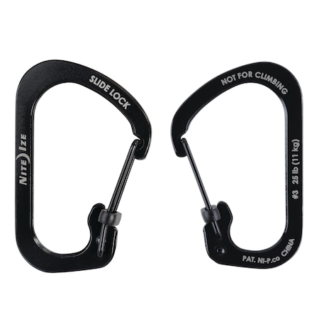 Nite Ize 2023 Nite Ize Slidelock Carabiner Stainless Steel No 3, Black,  NIT-CSL3-01-R6